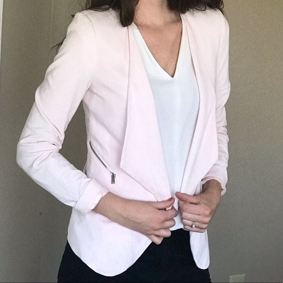 reitmans Jackets & Blazers - Reitmans | Soft Pink Open Blazer with Zippers